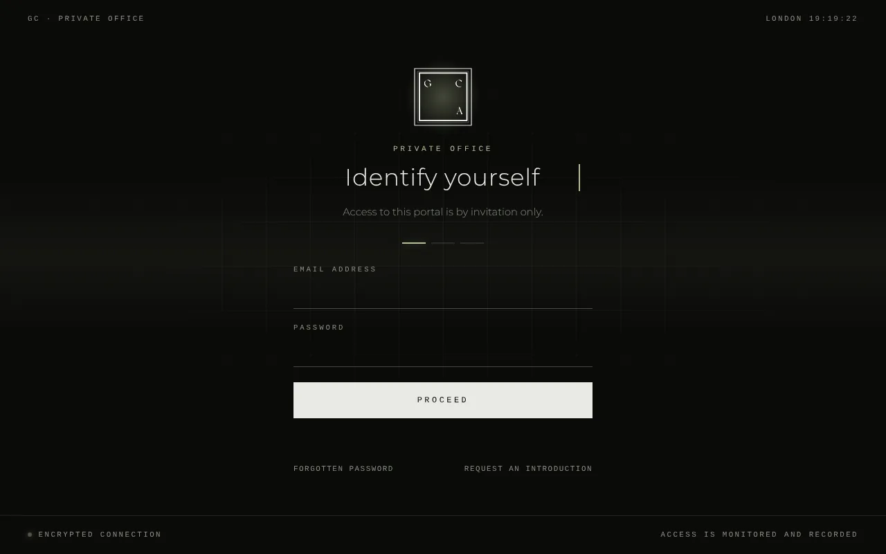 The portal's private sign-in screen
